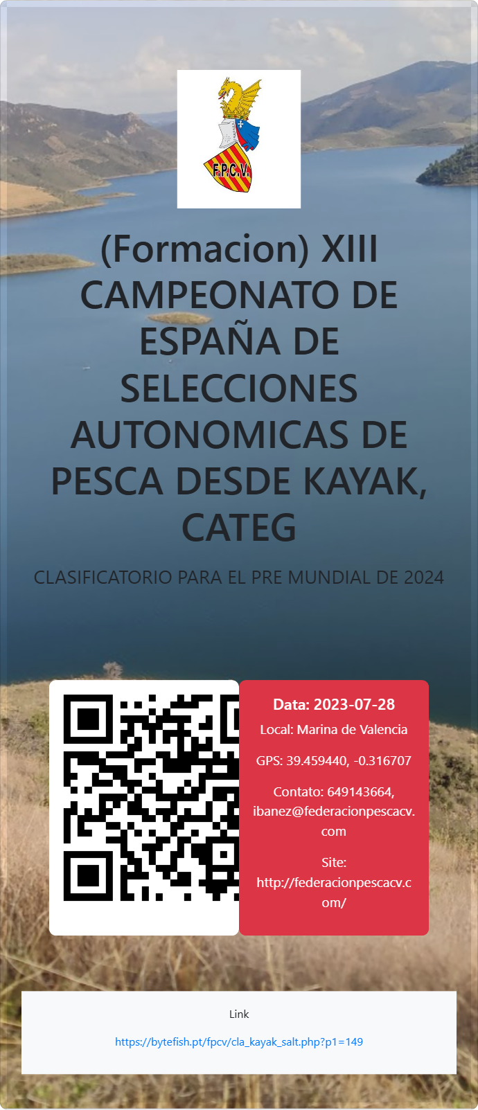  (Formacion) XIII CAMPEONATO DE ESPAÑA DE SELECCIONES AUTONOMICAS DE PESCA DESDE KAYAK, CATEG