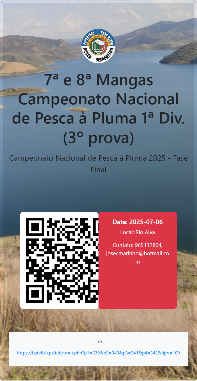 7ª e 8ª Mangas Campeonato Nacional de Pesca à Pluma 1ª Div. (3º prova)